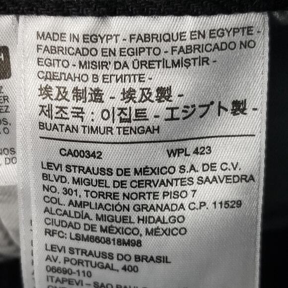 Levis 501 Jeans Mens 38x32 Black Straight Leg Button Fly Denim Classic Fit - Picture 13 of 14